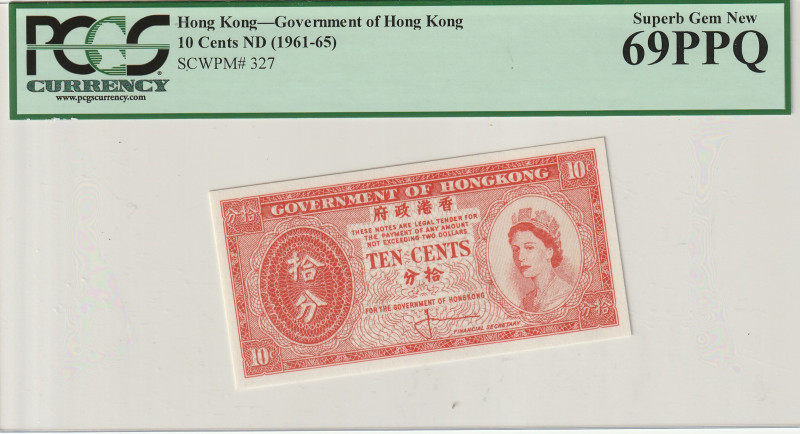 Hong Kong 10 Cents ND (1961-65) PCGS-69PPQ !!!TOP POP!!!

P-327; Superb GEM UN...