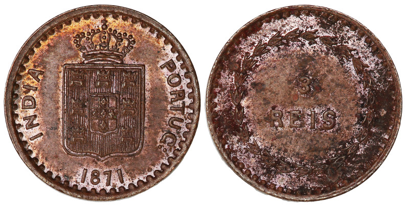 India Portuguese 3 Reis 1871 lustrous UNC

KM-301. Rare coin in lustrous UNC, ...