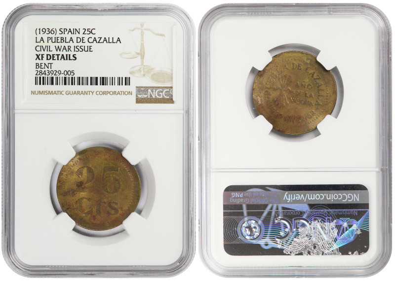 Spain Puebla de Cazalla 25 Centimes 1936. NGC XF details. Rare

KM-2; Autorida...