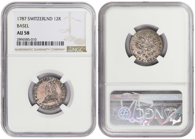 Switzerland 12 Kreuzer 1787. NGC AU-58

KM-45, HMZ 2# 154; Ruler: Francis Jose...