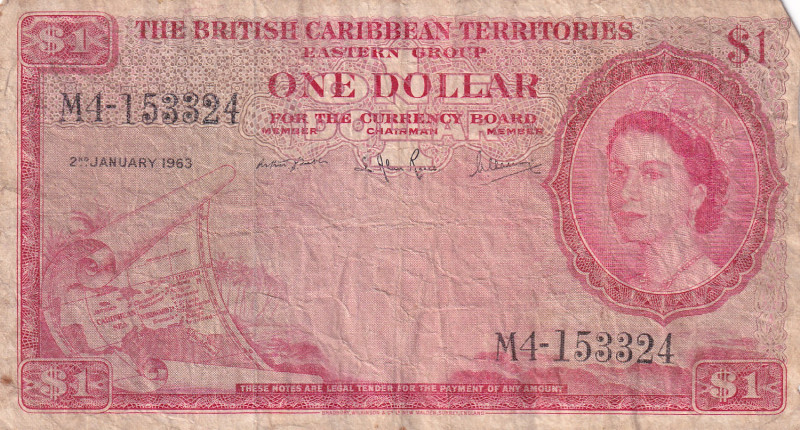 British Caribbean Territories 1 Dollar 1963

P-7c; # M4-153324; Fine