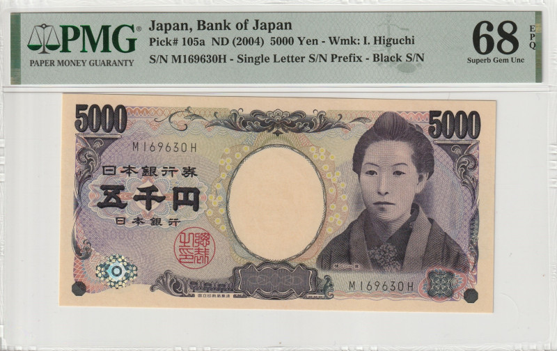 Japan 5000 Yen ND (2004) PMG Superb Gem UNC 68 EPQ

P-105a