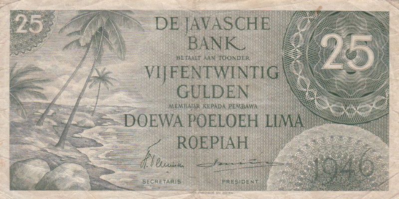 Netherlands Indies 25 Gulden/Roepiah 1946

P-91; # POA089479; F/VF