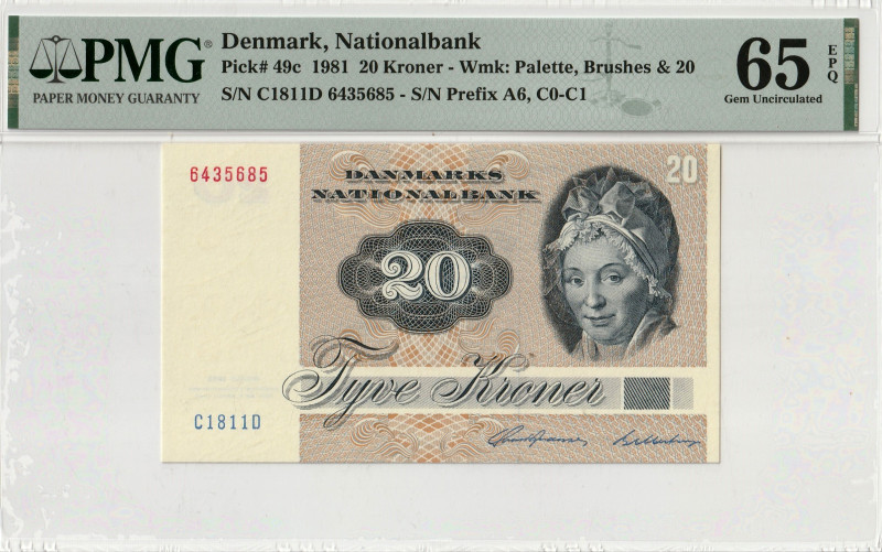 Denmark 20 Kroner 1981 PMG Gem Unc 65 EPQ 

P-49c, N# 204321, SIEG SD# 140; # ...