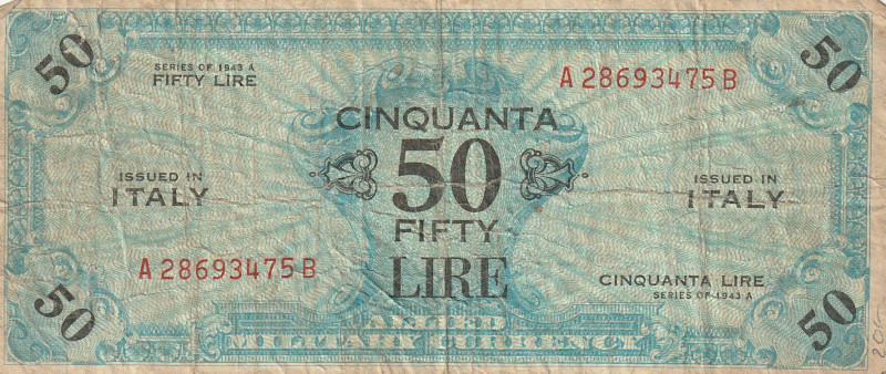 Italy 50 Lire 1943 Military Currency WWII 

P-M20b F