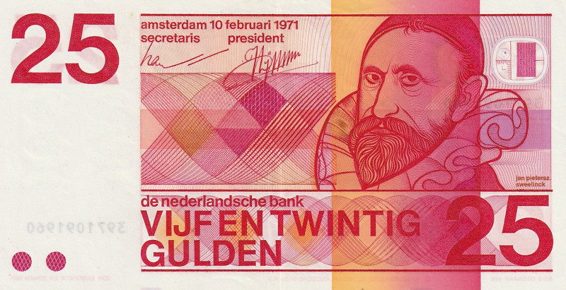 Netherlands 25 Gulden 1971

P-92a, N# 203894, 10 digit serial #, 10.2.1971 UNC