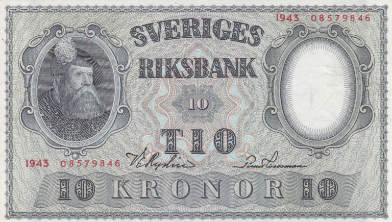 Sweden 10 Kronor 1943

P-40d; # 08579846; UNC