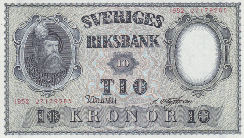 Sweden 10 Kronor 1952

P-40m.31; # 27179285; UNC