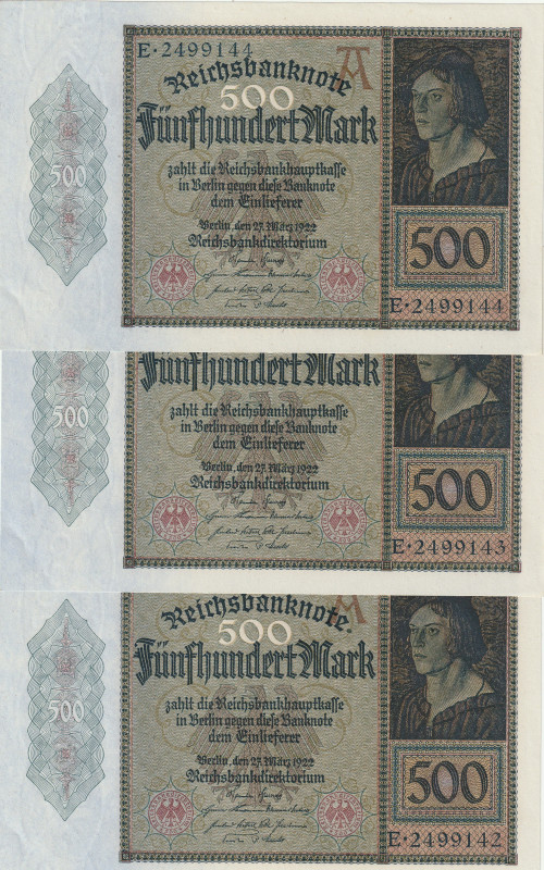 Germany 500 Mark 1922 Set: 3 Consecutive Numbers

P-73 Ros#70 27.03.2022 UNC