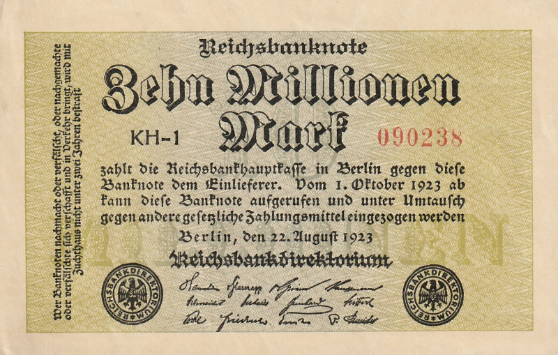 Germany 10 Millionen Mark 1923 

P-106a.1.1 R-105a XF+