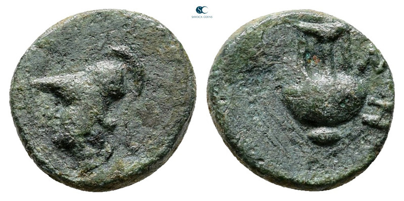 The Thracian Chersonese. Sestos circa 300 BC. 
Bronze Æ

11 mm, 1,10 g


...