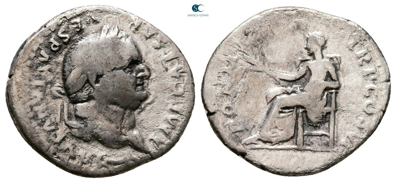 Vespasian AD 69-79. Rome
Denarius AR

20 mm, 2,55 g



Fine