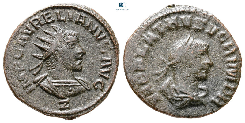 Aurelian and Vabalathus AD 270-275. Antioch
Antoninianus Æ

21 mm, 2,95 g

...