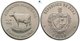 Cuba.  AD 1982. 1 Peso Cu-Ni
