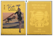 Tschad. Motive: Pin up Girl Cat.  . with certificate of authenticity; fine gold. 500 Francs CFA AV