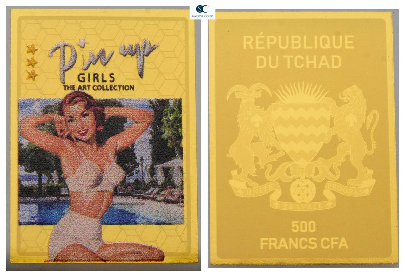 Tschad. Motive: Pin up Girl Joy . with certificate of authenticity; fine gold
5...