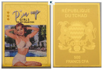 Tschad. Motive: Pin up Girl Joy.  . with certificate of authenticity; fine gold. 500 Francs CFA AV
