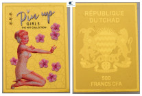 Tschad. Motive: Pin up Girl Lissy.  . with certificate of authenticity; fine gold. 500 Francs CFA AV