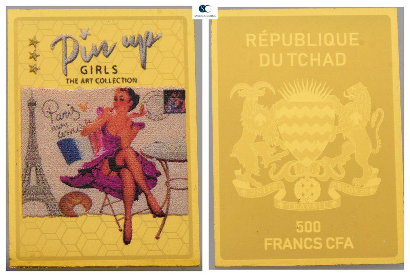 Tschad. Motive: Pin up Girl Ricky . with certificate of authenticity; fine gold...
