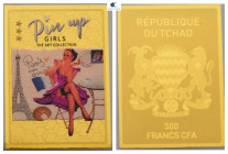 Tschad. Motive: Pin up Girl Ricky.  . with certificate of authenticity; fine gold. 500 Francs CFA AV