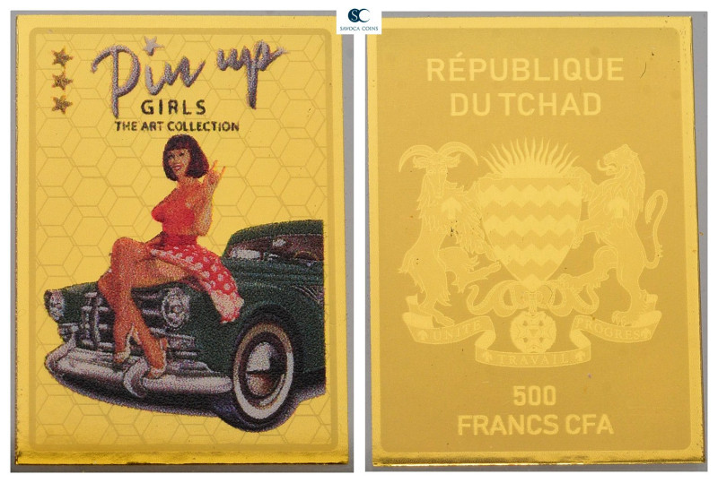 Tschad. Motive: Pin up Girl Rose . fine gold
500 Francs CFA AV

16*22,4 mm, 1...