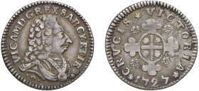 SAVOIA - VITTORIO AMEDEO II, monetazione per la Sardegna (1724-1727) - Reale sardo, 1727, Torino
Argento - 2,34 gr.
Dritto: Busto corazzato del Re a...