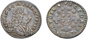 SAVOIA - VITTORIO AMEDEO II, monetazione per la Sardegna (1724-1727) - Mezzo reale sardo, 1727, Torino
Argento - 1,18 gr.
Dritto: Busto corazzato de...