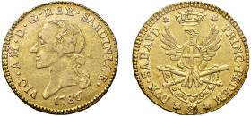 SAVOIA - VITTORIO AMEDEO III (1773-1796) - 1/2 doppia 1786, Torino
Oro - n.d.
Dritto: Testa nuda a sinistra. - Rovescio: Aquila spiegata e coronata....