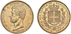 SAVOIA - CARLO ALBERTO (1831-1849) - 100 lire 1840, Torino
Oro - n.d.
Dritto: Testa nuda a destra, nel taglio del collo FERRARIS. - Rovescio: Stemma...
