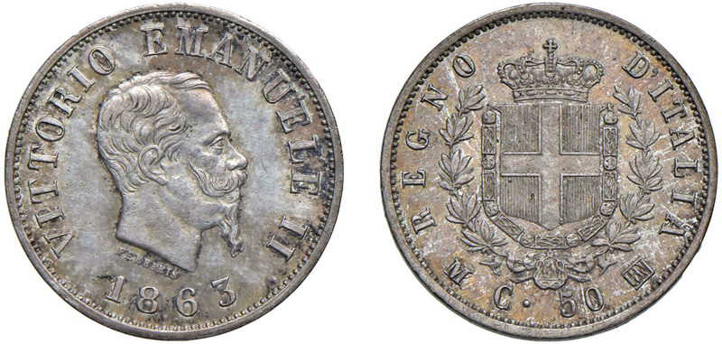 SAVOIA - VITTORIO EMANUELE II, Re d'Italia (1861-1878) - 50 centesimi 1863, Mila...