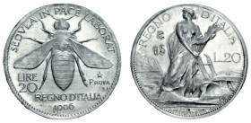 SAVOIA - VITTORIO EMANUELE III, Progetto Johnson (1900-1943) - Progetto 20 lire 1906-1907, S15
Alluminio - n.d.
Dritto: l'Italia aratrice con aratro...