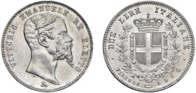 SAVOIA - VITTORIO EMANUELE II, Re Eletto (1859-1861) - 2 lire 1860, Firenze
Argento - 10,00 gr.
Dritto: Testa nuda a destra, sotto il collo F. (Gius...