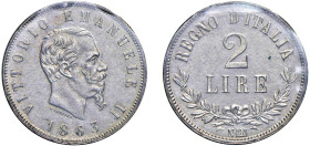 SAVOIA - VITTORIO EMANUELE II, Re d'Italia (1861-1878) - 2 lire 1863, Napoli
Argento - n.d.
Dritto: Testa nuda a destra, sotto il collo FERRARIS (Gi...