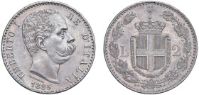 SAVOIA - UMBERTO I (1878-1900) - 2 lire 1885
Argento - 9,99 gr.
Dritto: testa nuda a destra, sotto il collo SPERANZA (Filippo Speranza, incisore). -...