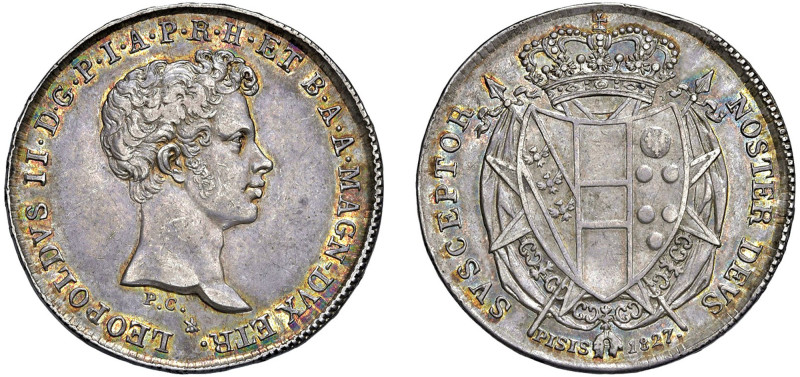 FIRENZE - LEOPOLDO II (1824-1859) - 1/2 francescone 1827
Argento - 13,59 gr.
D...