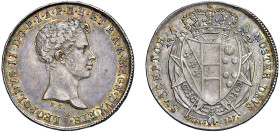 FIRENZE - LEOPOLDO II (1824-1859) - 1/2 francescone 1827
Argento - 13,59 gr.
Dritto: Testa nuda giovanile a destra, sotto al collo P. C. - Rovescio:...