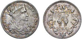 NAPOLI - CARLO II (1665-1700) - 20 grana 1695
Argento - 4,37 gr.
Dritto: Busto coronato volto a destra. - Toson d'Oro tra foglie a volute. 
Maglioc...