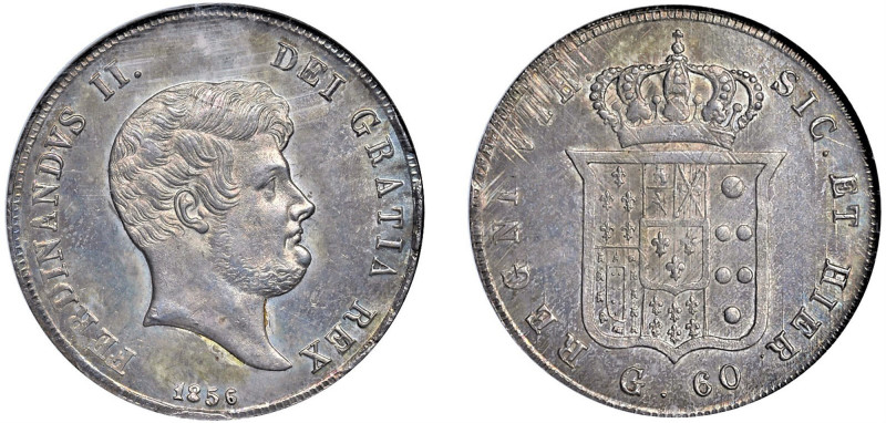 NAPOLI - FERDINANDO II (1830-1859) - 60 grana 1856
Argento - n.d.
Dritto: Test...