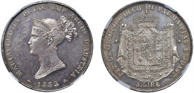 PARMA - MARIA LUIGIA (1815-1847) - 5 lire 1832
Argento - n.d.
Dritto: Busto diademato a sinistra - Rovescio: Stemma coronato su padiglione
Gigante ...