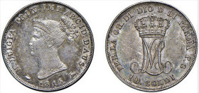 PARMA - MARIA LUIGIA (1815-1847) - 10 soldi 1815
Argento - 2,49 gr.
Dritto: busto diademato a sinistra - Rovescio: Grande monogramma ML coronato
Gi...