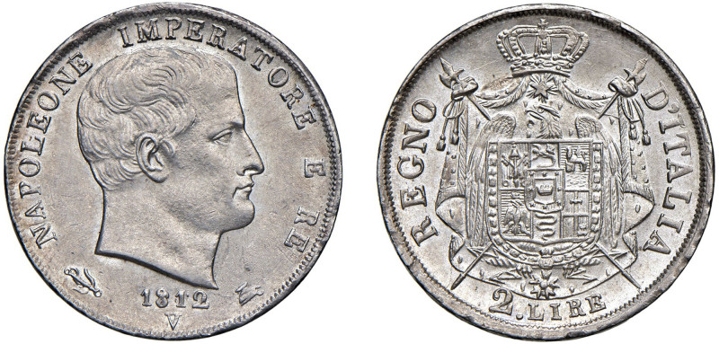 VENEZIA - NAPOLEONE I, Re d'italia (1805-1814) - 2 lire 1812, II tipo
Argento -...