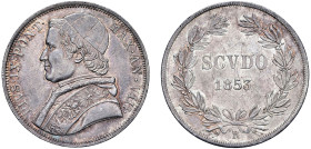 PIO IX, Giovanni Maria Mastai-Ferretti (1846-1870) - Scudo 1853, anno VIII, Roma
Argento - 26,83 gr.
Dritto: Busto a sinistra con zucchetto, mozzett...