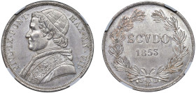 PIO IX, Giovanni Maria Mastai-Ferretti (1846-1870) - Scudo 1853, an. VII, Roma
Argento - n.d.
Dritto: Busto a sinistra con zucchetto, mozzetta e sto...