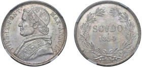 PIO IX, Giovanni Maria Mastai-Ferretti (1846-1870) - Scudo 1854, an. IX, Roma
Argento - n.d.
Dritto: Busto a sinistra con zucchetto, mozzetta e stol...