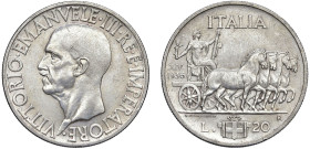 VITTORIO EMANUELE III (1900-1943) - 20 lire 1936
Argento - 19,91 gr.
Dritto: Testa nuda a sinistra. - Rovescio: L'Italia, con Vittoriola e fascio, s...
