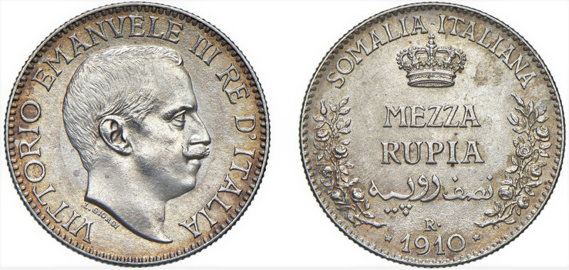 VITTORIO EMANUELE III - Somalia (1909-1925) - 1/2 rupia 1910
Argento - 5,80 gr....