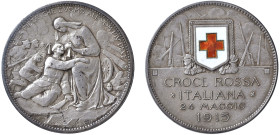 VITTORIO EMANUELE III, Medaglie-monete emesse a favore della Croce Rossa Italiana - 'Gettone di guerra' da 2 lire, 1915
Argento e smalti - n.d.
Drit...