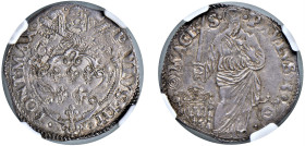 PAOLO III, Alessandro Farnese (1534-1549) - Giulio s.d., Macerata
Argento - 3,30 gr.
Dritto: Stemma a targa sagomata sormontato da triregno e chiavi...