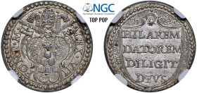 ALESSANDRO VII, Fabio Chigi (1655-1667) - Grosso s.d., Roma
Argento - n.d.
Dritto: Stemma trilobato con piede a volute, sormontato da triregno e chi...
