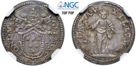 CLEMENTE X, Emilio Altieri (1670-1676) - 1/2 grosso 1670, Roma
Argento - 0,73 gr.
Dritto: Stemma a targa semiovale sormontato da triregno e chiavi d...